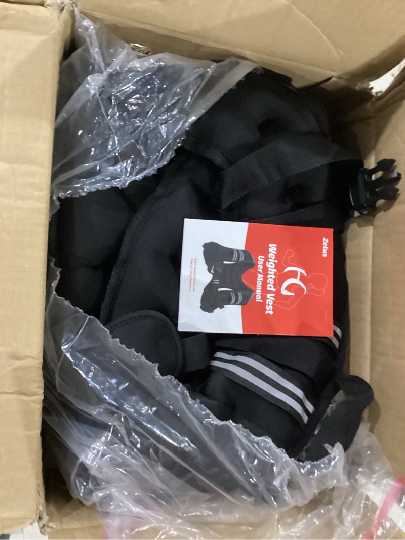 Condition photo showing Good Condition for zelus weighted vest, 6lb/8lb/12lb/16lb/20lb/25lb/30lb weight vest with reflective stripe for workout, strength training, running, fitness, muscle building, weight loss, weightlifting 12lb black