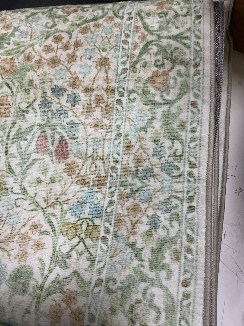 Condition photo showing Good Condition for beeiva boho bathroom runner rug 2x6 sage green soft bedroom runner washable non slip, botanical floral rug for hallway kitchen decor ultra thin print carpet for entryway laundry