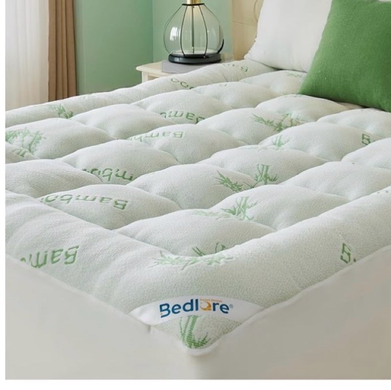 bedlore full size mattress topper viscose derived from bamboo, thick pillow top mattress pad with stretchable pockets for 6\"-15\" mattress, breathable mattress topper for withe  pain relief(dark gray) 2 dark gray full