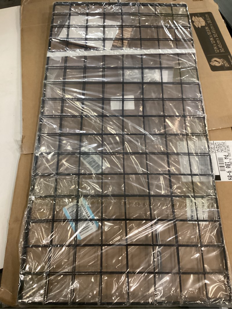 Condition photo showing New/Like New for Lnrueg 2 Pack Wire Wall Grid Panel 30" x 15", Wall Grid Shelf with Photo Frames for Photo Display, Metal Mesh Message Board Memo Boards, Heavy Duty Gridwall Display Rack for Art Retail Display Black