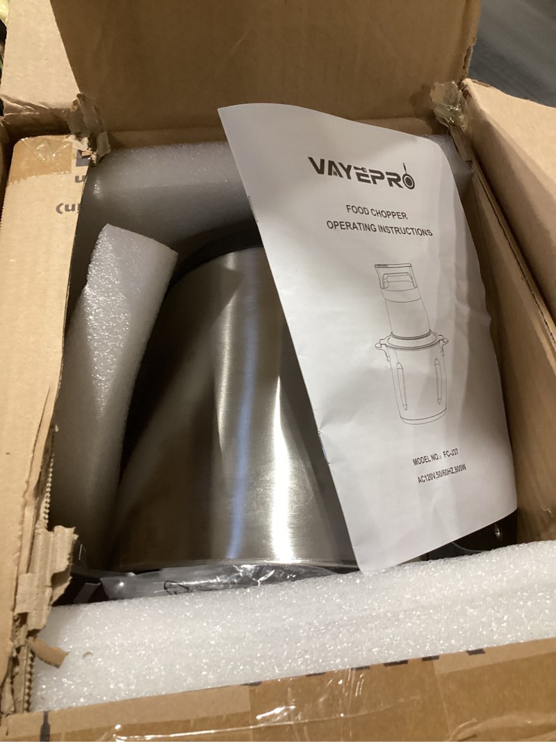 Condition photo showing As Is for Vayepro 24 Cup Large Capacity Electric mixers, Electric Food Blenders with Stainless Steel Bowl, 2 Speed, 4 Bi-Level Bladesand Spatula, 6L 800W Food Processors for Meat, Onion, Vegetables, Fruits