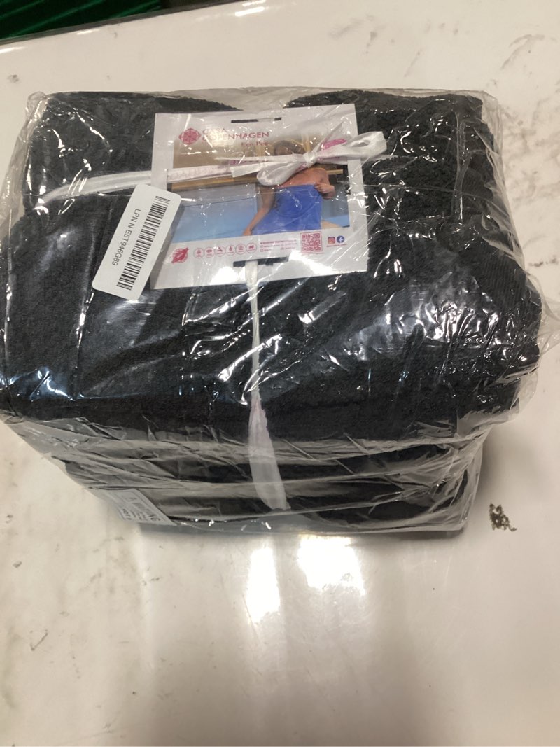 CASA COPENHAGEN Popcorn Textured 6 Pieces Small Bath Towel Set - Pine Grey, 24" x 48", 550 GSM 6 Bat