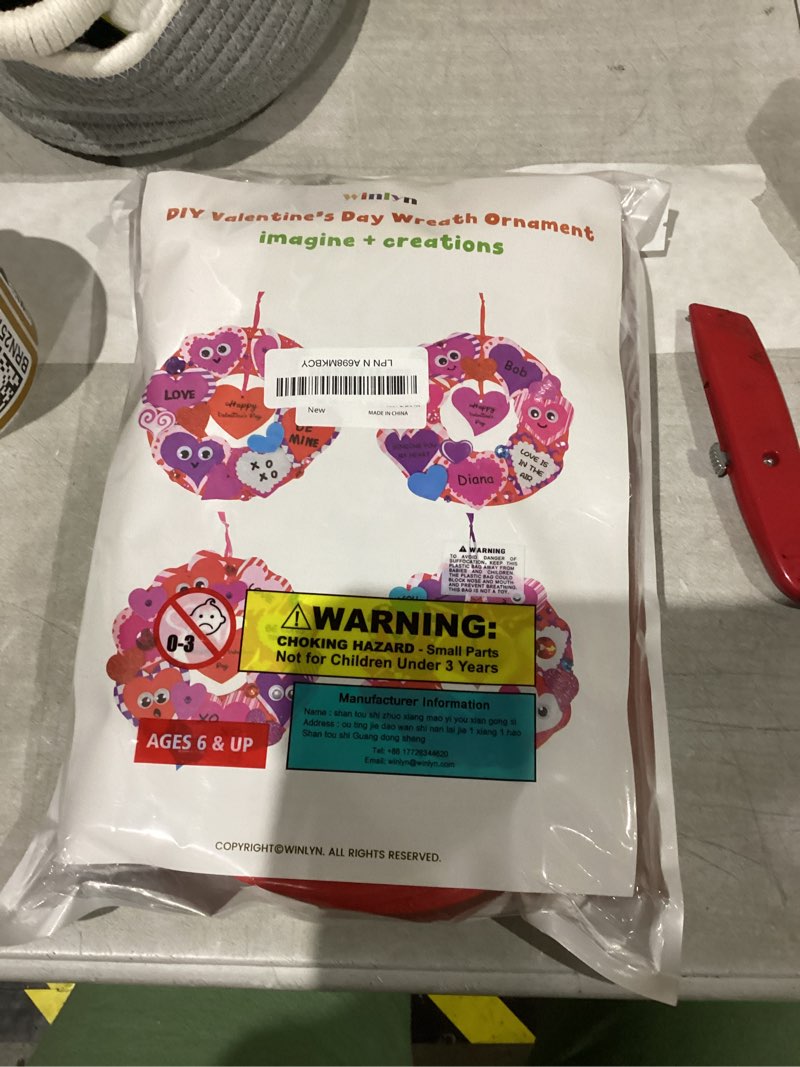 Condition photo showing New/Like New for Winlyn 12 Sets Heart Wreath Ornaments Decorations Valentine Crafts Kits for Kids Classroom DIY Valentine's Day Heart Wreath Assorted Heart Cutouts Foam Stickers Googly Eyes Valentine Gift Exchange