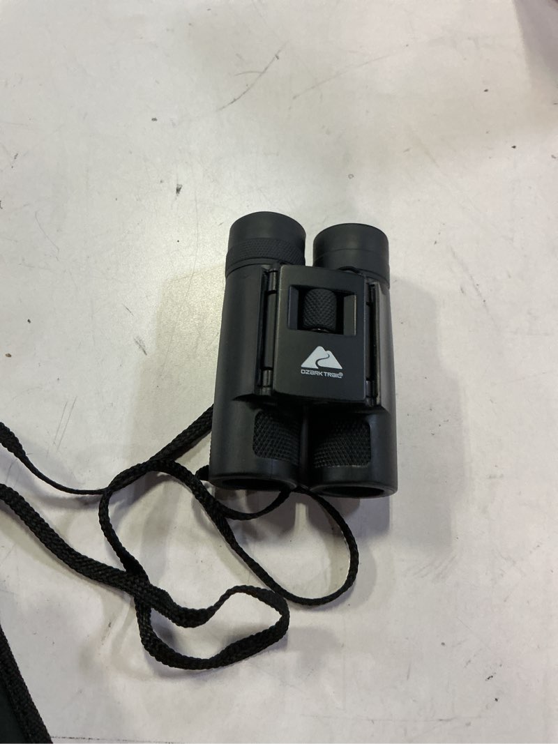 Condition photo showing As Is for ozark trail 10x25 pocket binoculars for kids and adults, bird watching, theater and concerts, hunting and outdoor sports