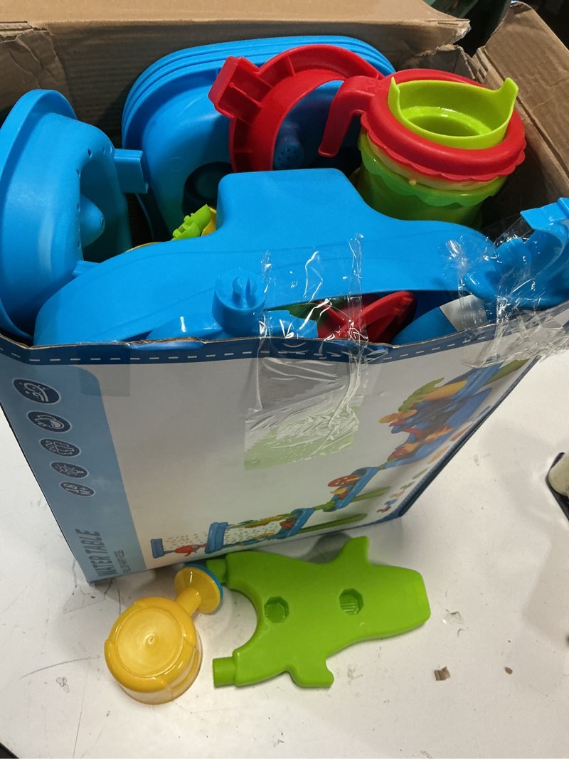Condition photo showing Good Condition for 3-tier 4 areas water table for kids 3-5, summer outdoor beach sensory activity playset kids sand and water table toys, birthday gifts for boys and girls 3 4 5 6 7 8