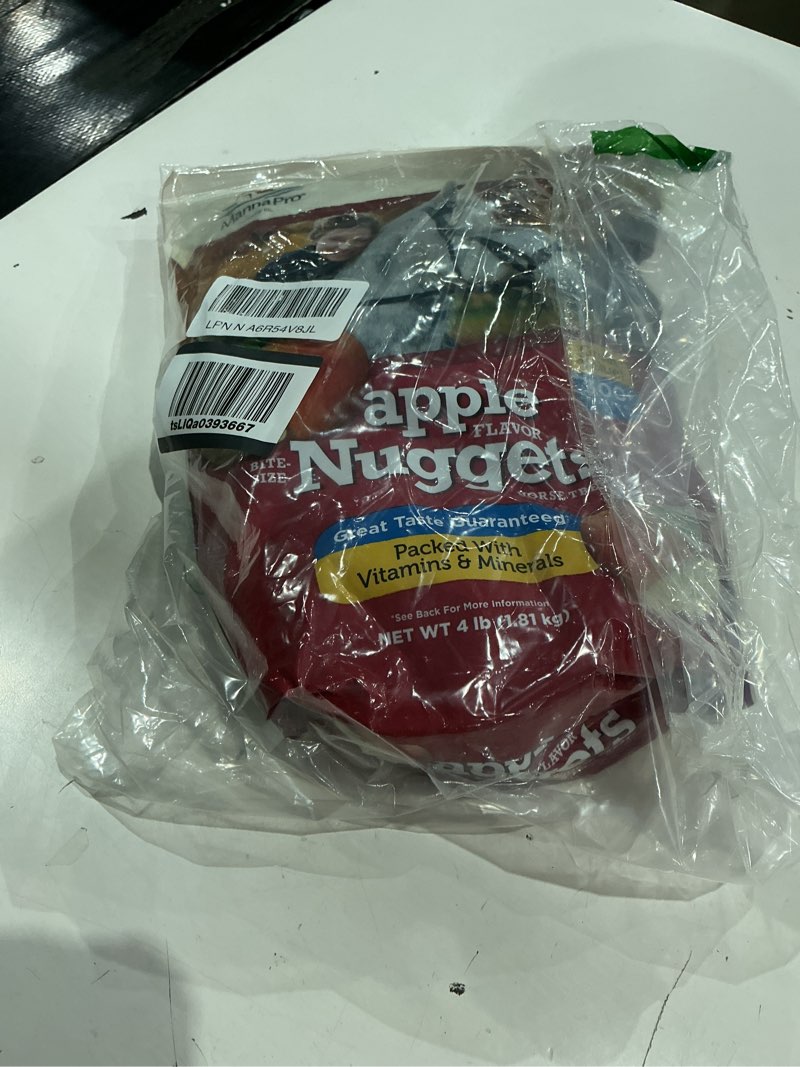 Condition photo showing New/Like New for manna pro bite-size nuggets horse treats, apple flavor, pocket-size, 4 lbs | pocket-sized training treats, apple flavor, fortified with vitamins & minerals, great for rewarding horses apple 4 pound (pack of 1)