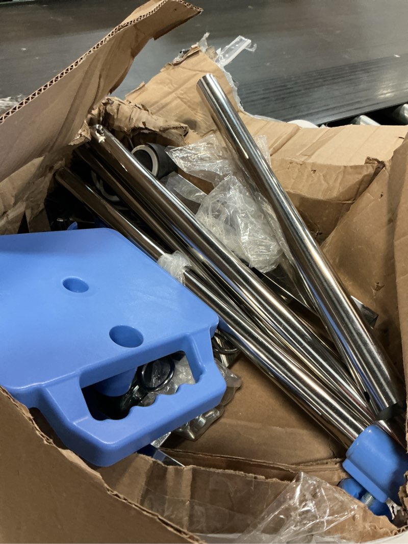 Condition photo showing As Is for post iv mobile serum carrier with 5 wheels and pump tray rolling serum stand with basket and base cast iron stainless steel 4 hooks serum bag holder iv pole