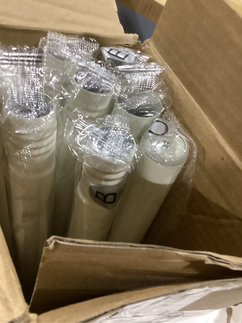 Condition photo showing New/Like New for 2 Pack Antique White Wood Curtain Rod, Decorative Heavy Duty Curtain Rods for Windows 48 to 84 Inch, Adjustable Rustic Farmhouse 1'' Metal Drapery Pole with Modern Faux Wood Grain Finials White 36''-88'' (2 Pack)