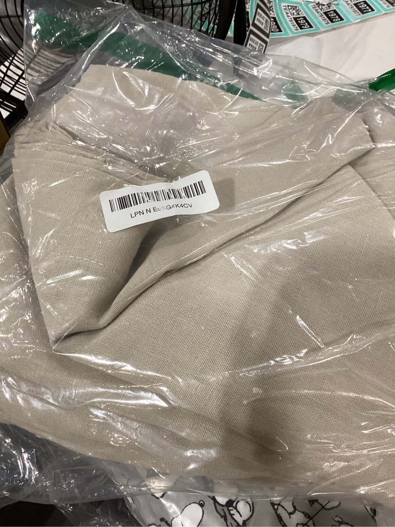 Condition photo showing New/Like New for brown floral curtains 102 inch length back tab farmhouser living room light filtering curtains brown pattern print on cream white linen curtain minimalist aesthetic sketch style vintage room decor brown floral pattern 52"w x 102"l (pack of 2)