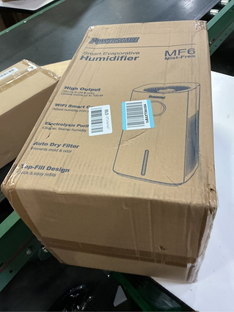 Condition photo showing New/Like New for powerscale mf6 smart evaporative humidifiers for home, 1.8 gal top-fill, up to 700ml/h mist-free output, wifi smart touchscreen control, auto filter dry, electrolysis self-clean, quiet sleep mode
