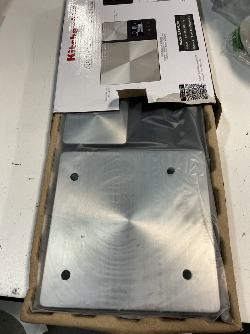 Condition photo showing Good Condition for kitchenaid kq909 dual platform digital kitchen and food scale, 11 pound capacity and precision 16oz capacity, black with stainless steel black dual platform
