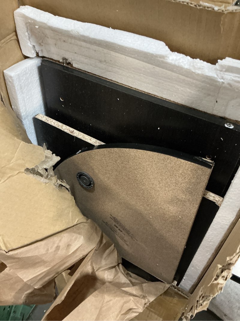 Condition photo showing As Is for furinno basic book shelf, 5-tier bookshelf, bookcase with multipurpose corner shelf, 12 x 12 x 70.8, for living room, bedroom, home office, espresso espresso 5-tier corner