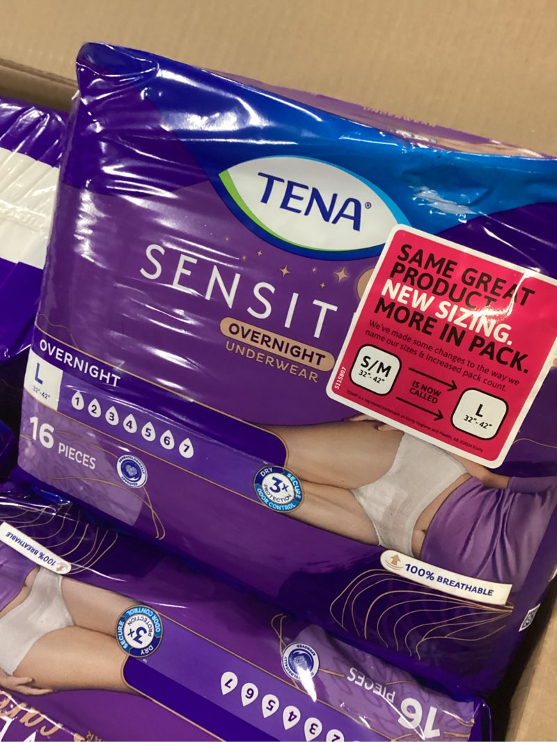 Condition photo showing Good Condition for Tena Sensitive Care Overnight Incontinence Underwear for Women Large, 64 Count (New Sizing) Large 64