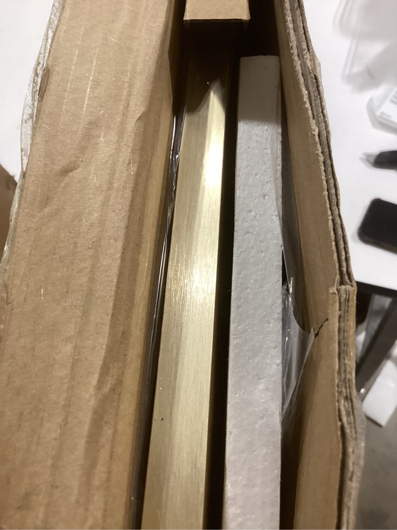Condition photo showing New/Like New for Delma Full Length Mirror, Large Floor Mirror for Wall, Bedroom, Bathroom, Living Room with Aluminium Frame (Stand, Arch 56x20-Gold) Gold Frame 56"L x 15"W