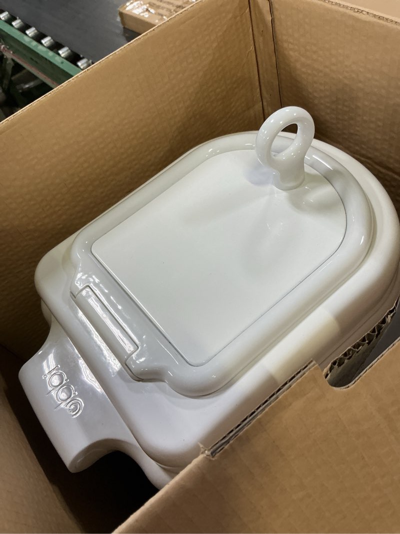 Condition photo showing Good Condition for ubbi pet waste pail, odor-locking cat litter disposal system, stainless steel pet waste can with safety lock & scoop, no special bags required, white waste pail, white