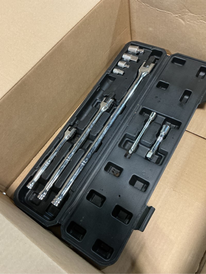 Condition photo showing As Is for inner tie rod removal tool kit, inner tie rod tool set with 12 crowfoot adapters 1/2 inch drive tube for tie rods remove & install cars