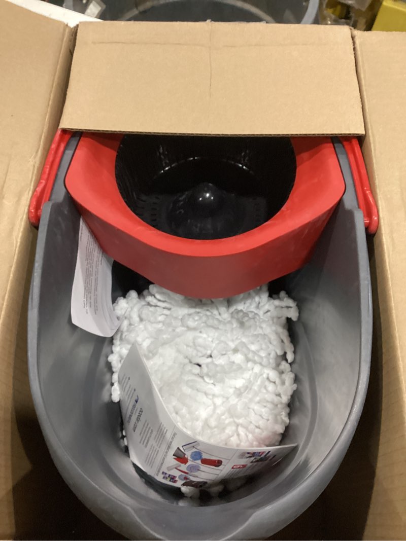 Condition photo showing As Is for O-Cedar EasyWring Microfiber Spin Mop, Bucket Floor Cleaning System, Red, Gray, Standard Easywring Spin Mop & Bucket