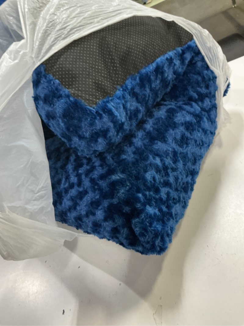 Condition photo showing As Is for Patas Lague Bolster Dog Bed for Small Dogs 24''x18'', Soft Warm Foam Pet Sofa Bed, Machine Washable Pet Cat Crate Mat for Small Breeds, Navy Blue S:24x18x2.3 IN Navy Blue
