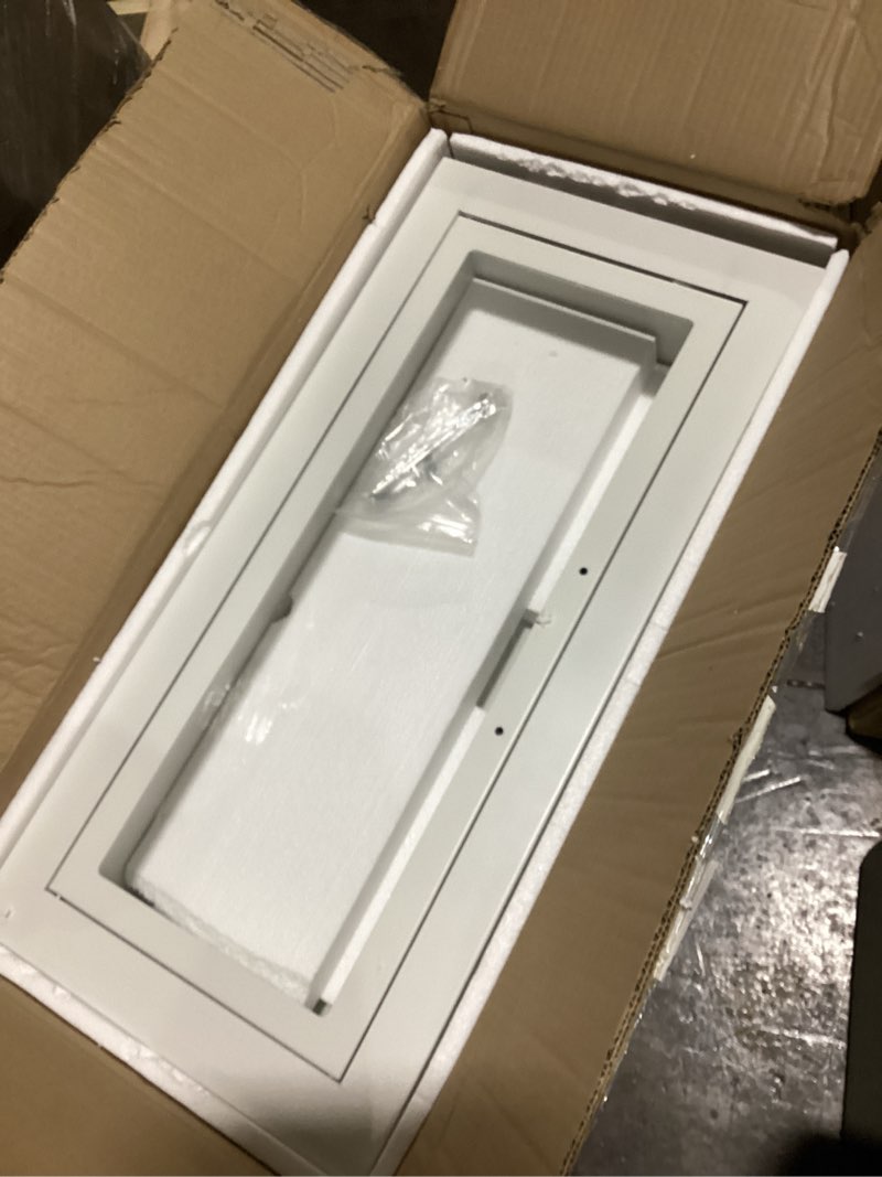 Condition photo showing As Is for zonon 2pcs semi recessed fire extinguisher cabinet, steel wall mount cabinet with magnetic door & handle, acrylic window, 2.5\" trim frame, fits 2.5/5/10 lb fire extinguishers, white