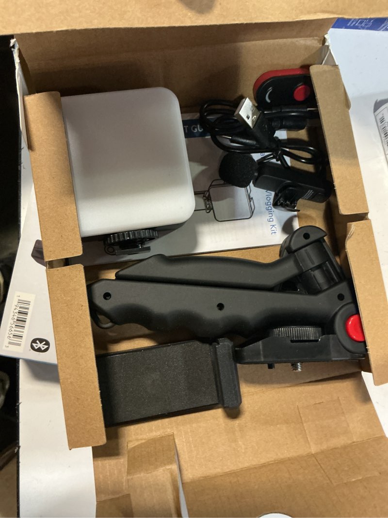 Condition photo showing Good Condition for onn portable led video light kit with tripod grip smartphone holder & bluetooth remote for vlogging streaming and photography