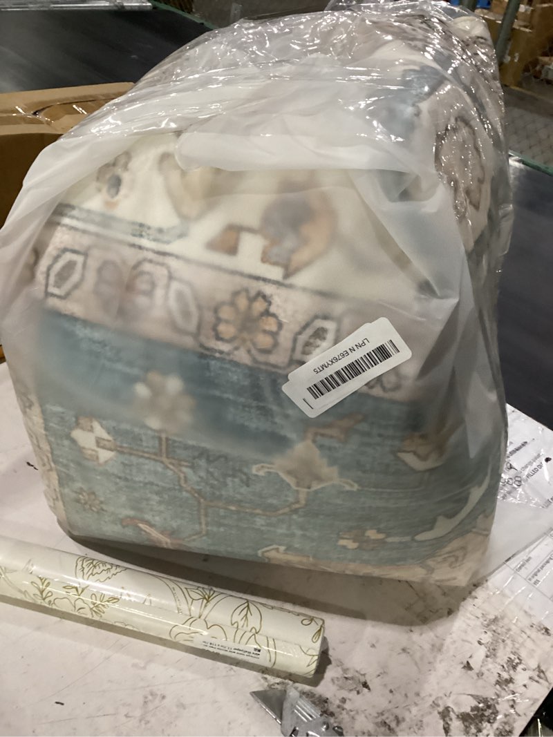 Condition photo showing New/Like New for area rug for living room - 6x9 soft washable oriental vintage floral distressed large carpet - fade stain resistant non slip rugs for bedroom dining room nursery dorm office home decor - blue/beige blue/beige 6' x 9' (rectangular)