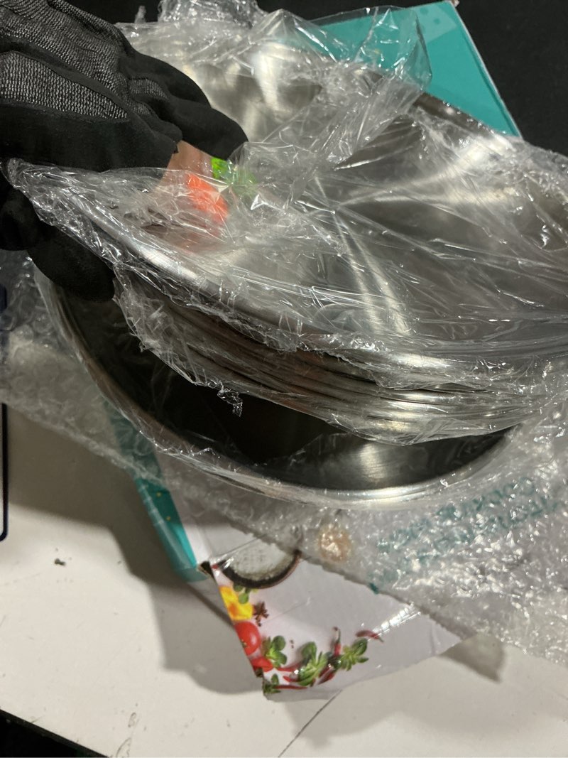 Condition photo showing Good Condition for haware 8-piece 18/8 stainless steel kids plates, 8 inches metal dinner plates for toddler children, round serving plates for feeding camping, non-toxic dishes, shatterproof & reusable, dishwasher safe silver 8 inches-8 pieces