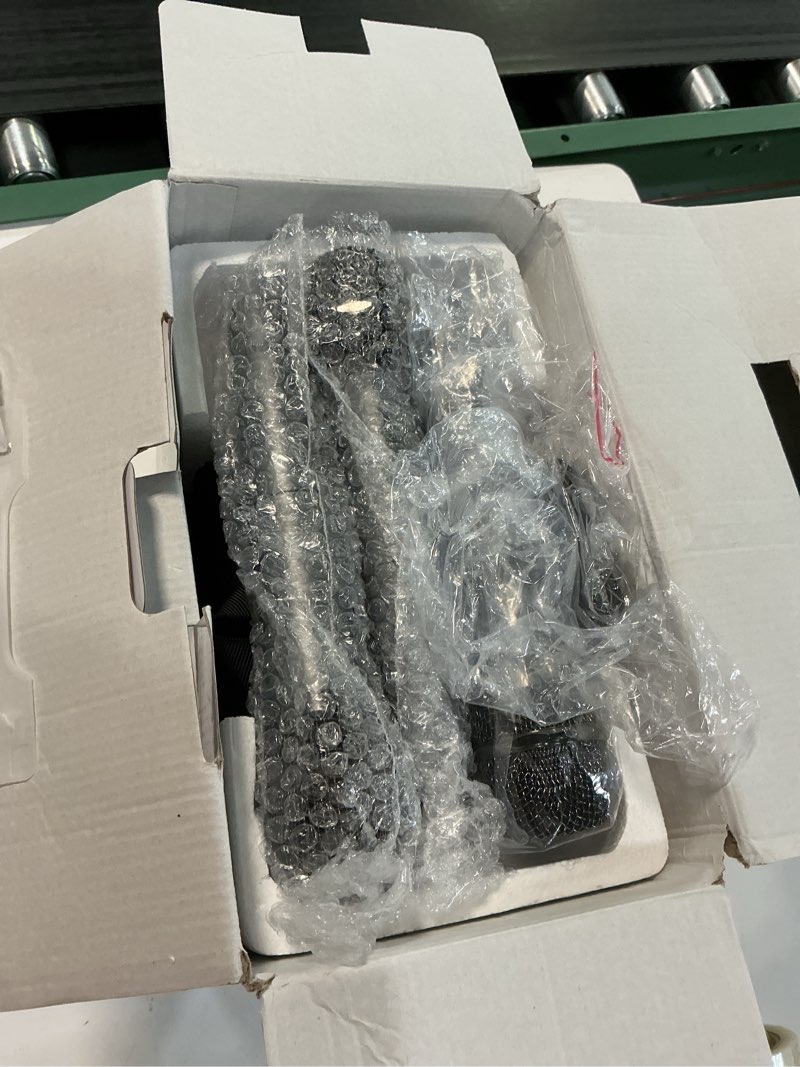 Condition photo showing Good Condition for karaoke machine with 3 wireless rechargeable microphones, portable bluetooth speaker & pa system with led lights, designed for adults & kids home parties, supports tws/tf card/usb/aux 3 mics