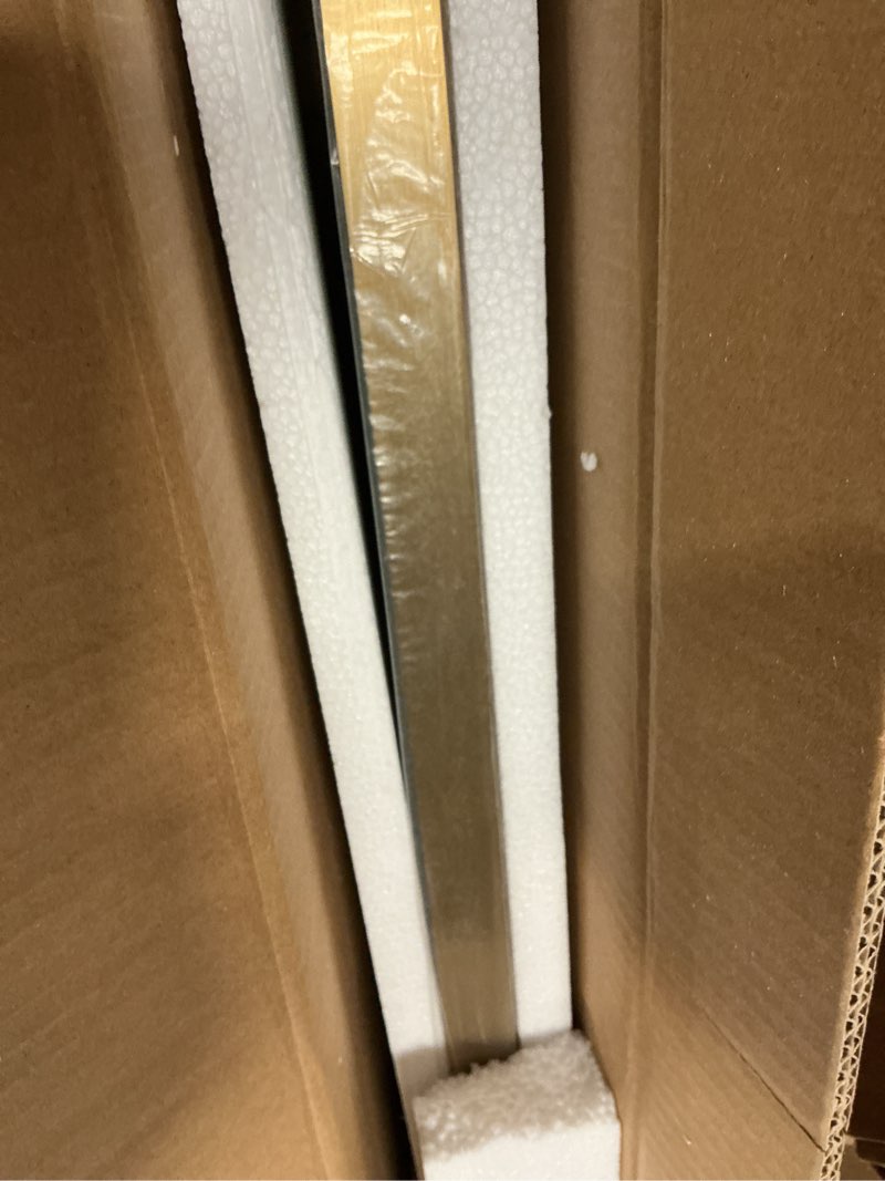 Condition photo showing Good Condition for andy star gold bathroom mirror, 24x36 brushed brass rectangle metal frame mirror for bathroom, modern rectangular wall mounted mirror for vanity gold 36"l x 24"w