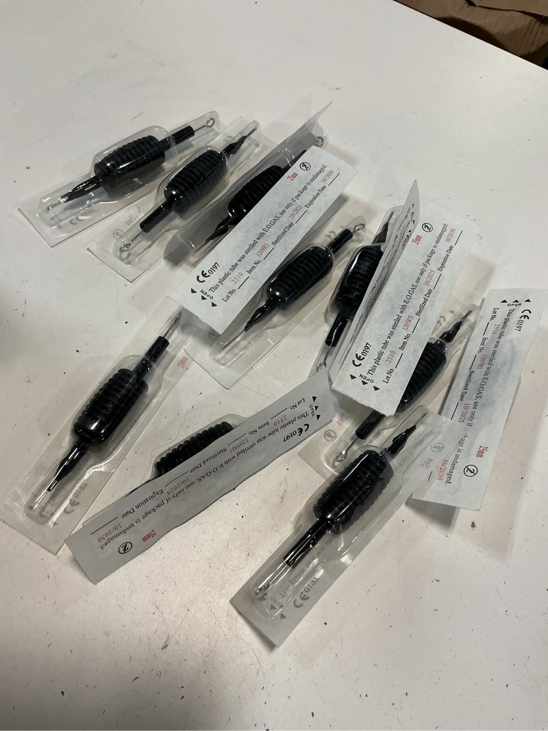 Condition photo showing New/Like New for (12 pcs)Tattoo Needles and Tubes Combo - Disposable Tattoo Tubes with Matching Assorted Tattoo Needles 3RL 5RL 7RL 9RL 5RS 7RS 9RS 5M1 7M1 9M1 for Tattoo Machine, Tattoo Kit, Tattoo Supplies Black+Black-