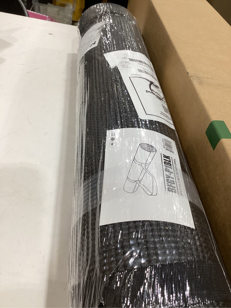 Condition photo showing As Is for Fitvids All Purpose 1/4-Inch High Density Anti-Tear Exercise Yoga Mat with Carrying Strap, Multiple Colors Black