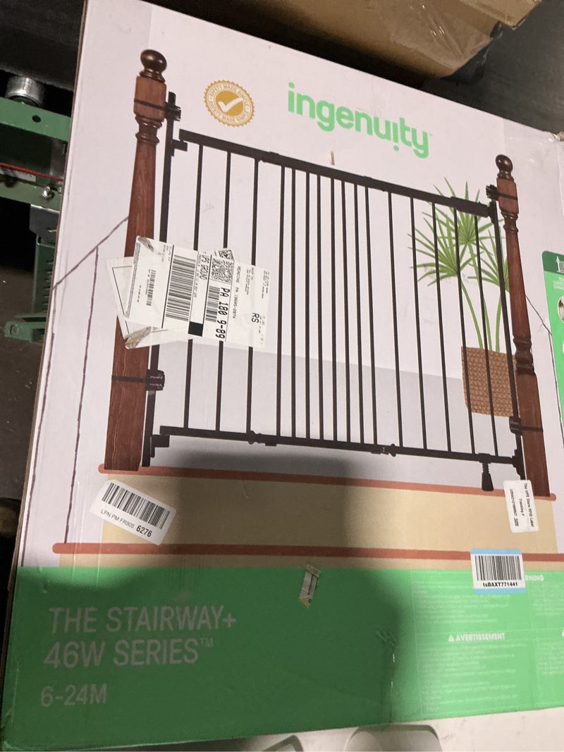 Condition photo showing Good Condition for summer infant metal banister & stair safety baby gate, 31'-46' wide, 32.5' tall, banister & wall mount, black black baby gate