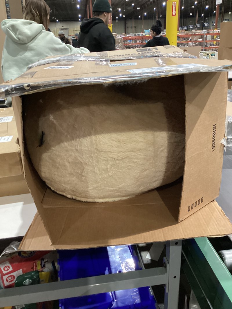 Condition photo showing As Is for COMAX Bean Bag Chairs for Kids, Toddler BeanBag Sofa with Filler Bean Couch Stuffed for Boys and Girls, Lazy Floor Chair for Playroom, Nursery Room, Dog Yellow Dog 27.5"D x 27.5"W x 20.8"H