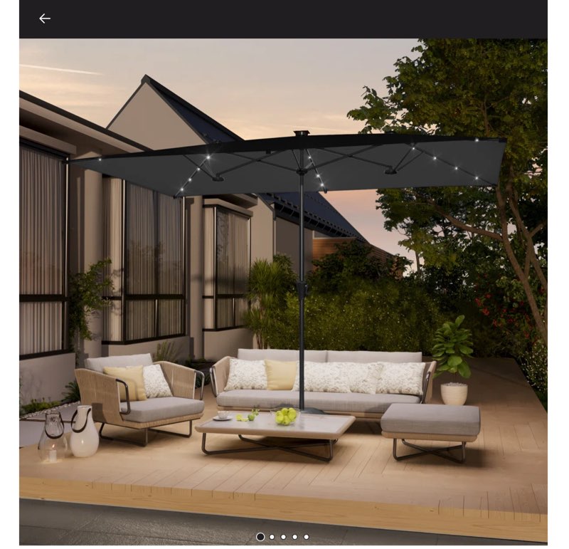 10 x 6.5Ft Solar-powered Large Double-Sided Rectangular Outdoor Patio Market Umbrella