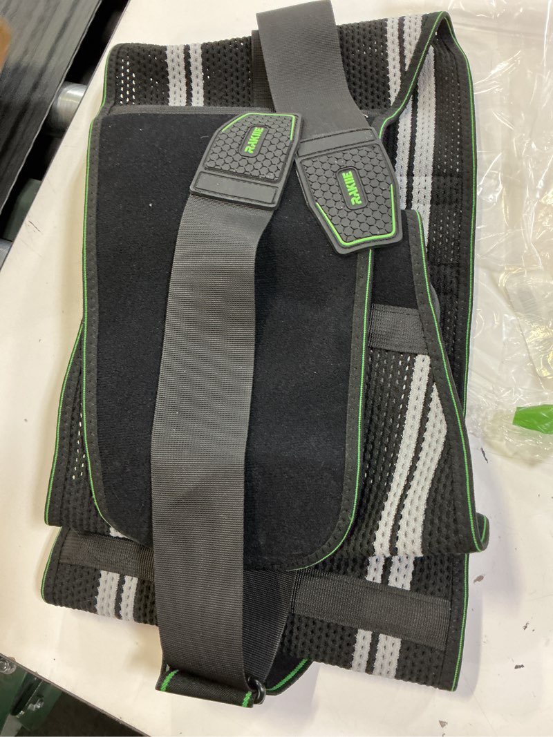 Condition photo showing As Is for (size xxl)back brace for lower back pain relief for women men, elastic back support belt with 8 stays for lfting at work, breathable soft lumbar support with removable 3d compression pad, green size xxl green xx-large