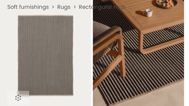 Satanca beige and black striped rug made from synthetic fibres 160 x 230 cm