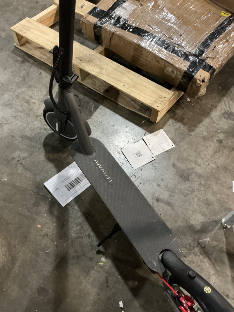 Condition photo showing As Is for invanti e30 adult electric scooter, max 20miles & 18 mph, 350w motor, turn signals, smart app, 8.5" solid tires, foldable commuter electric scooter for adult with rear suspension and dual brakes