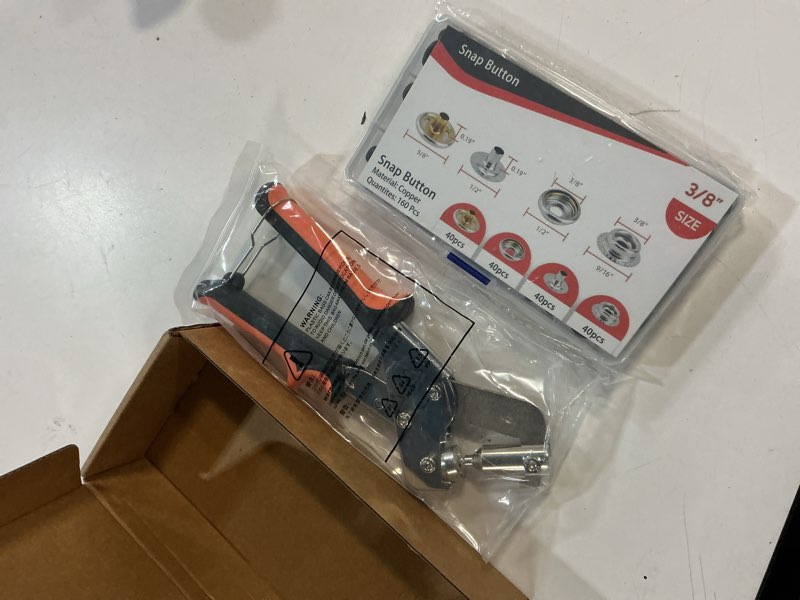 Condition photo showing New/Like New for ZAPSIFOU Snap Fastener Tool, Heavy Duty Snap Fastener Kit, Canvas Snap Installation Tool with 160 pcs Boat Cover Snaps, Button Snap Kit with 15mm Black Snaps for Fabric, Tarps, Leather, Sewing Black snap button