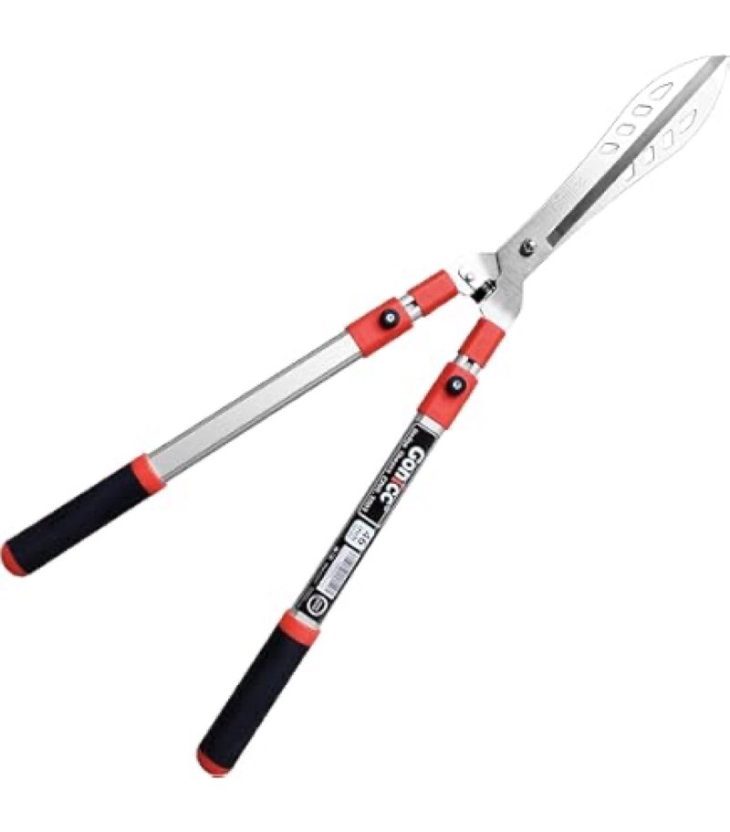 gonicc professional adjustable 33”+ 13” hedge shears handle length range 19”-32”, withwavy sk-5 steel blade, adjustable blade pressure, gardening pruning hand hedge trimmers, grass clippers shears
