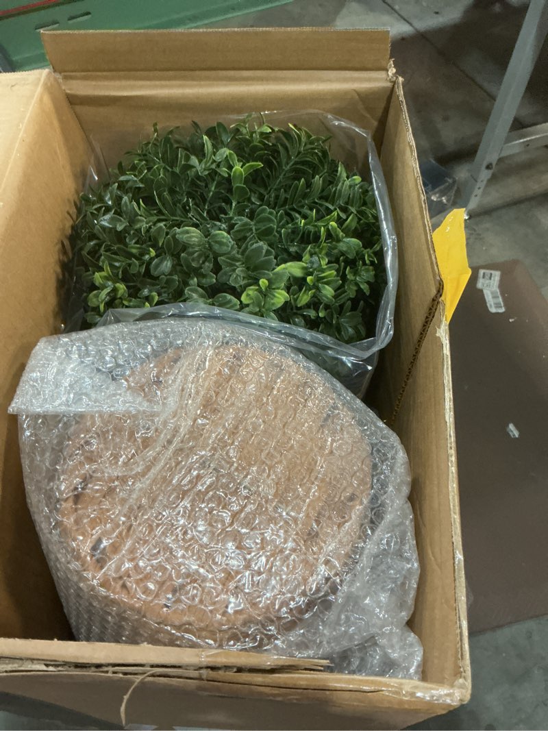 Condition photo showing Good Condition for 38''Artificial Boxwood Ball Topiary Trees 3.15FT, Triple Balls Faux Topiaries Tree Store Garden Indoor&Outdoor for Porch Home Decor 2 Pack