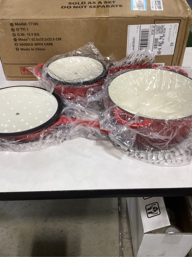 QuliMetal Nonstick Enameled Cast Iron Cookware Set, 5 Pcs Pots and Pans with Lid, Skillet, Frying Pa