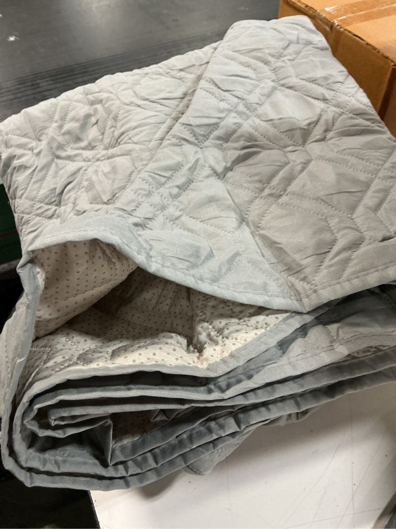 Condition photo showing As Is for (unknown size)home soft things 2 piece charleston down alternative quilted bedspread set - ash grey - twin (80\" x 106\"