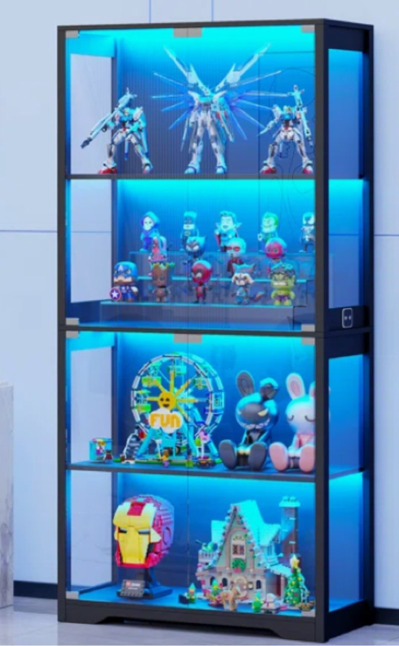 ( incomplete, box 1/2) Glass Display Cabinet with Mirrored