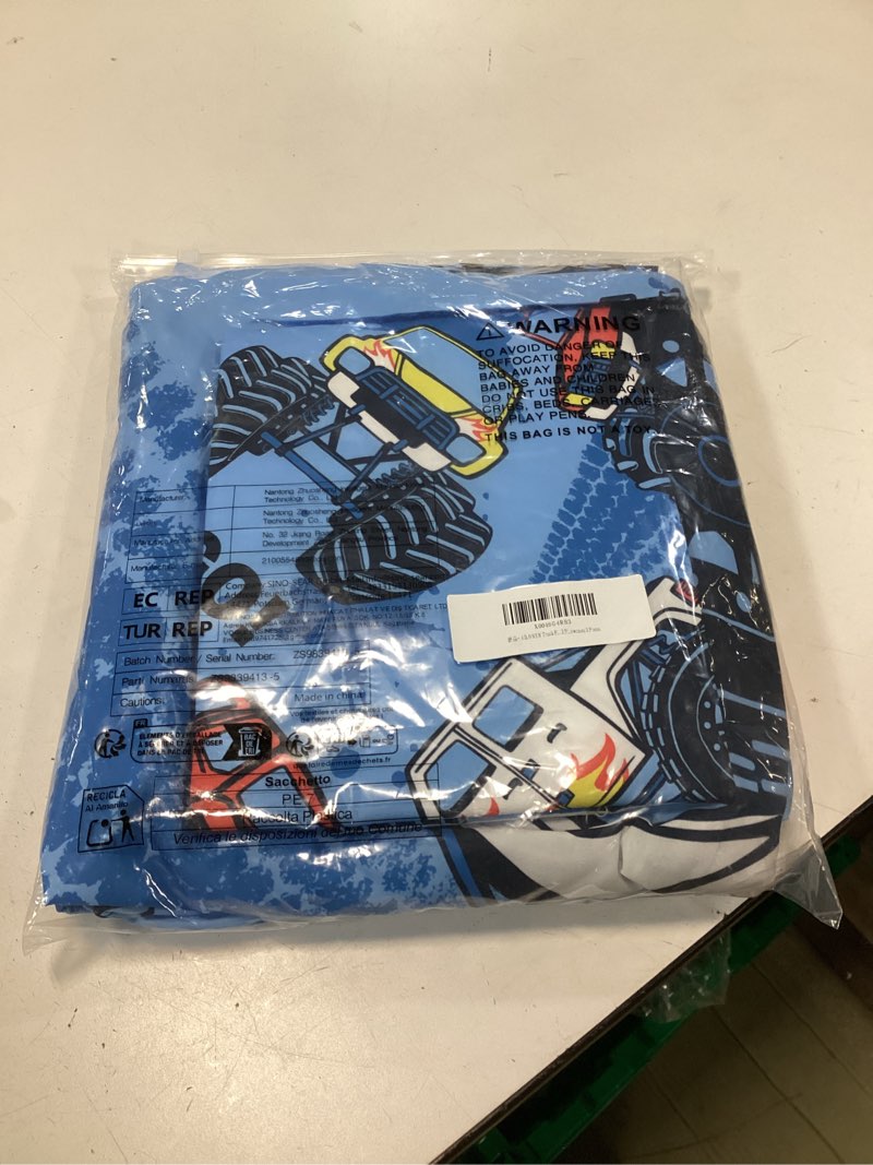 Condition photo showing New/Like New for AILONEN Truck Fitted Sheet Set for Boys,Graffiti Blue Monster Truck Bedding Set Queen Size for Kids Boys Teens for Bedroom Decor,1 Fitted Sheet and 2 Pillowcases,3 Pieces