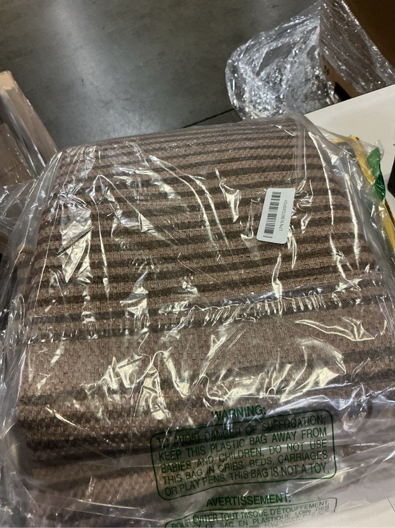 Condition photo showing Good Condition for livebox modern rainbow easy jute rug, 5x7 washable area rugs for living room patio farmhouse indoor outdoor rug, non slip neutral floor carpet for office backyard (5'x7', nature) 5' x 7' (rectangular) nature