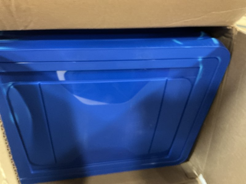 Condition photo showing Good Condition for IRIS USA File Box, Plastic File Organizer Box With Lids, Letter/Legal File, Important Document Box, Portable Storage Filing Bin, Stackable Nestable, Clear/Blue 35 Qt. 3 Pack Clear/Blue - 3 Pack