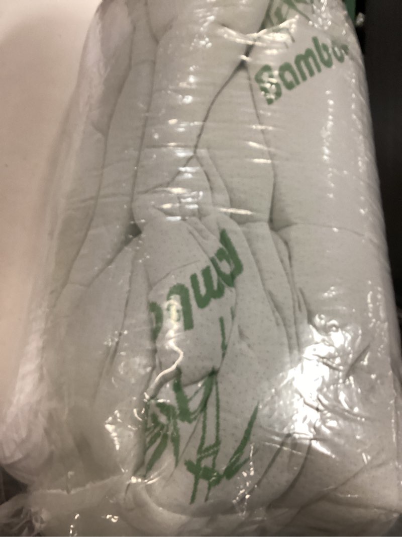 Condition photo showing item condition for (Unknown size) Twin Size Mattress Topper Viscose Derived from Bamboo, Soft Thick Pillow Top Mattress Pad Cover for Back Pain, Cooling Mattress Protector with 8-21 Inch Deep Pocket, White White Twin