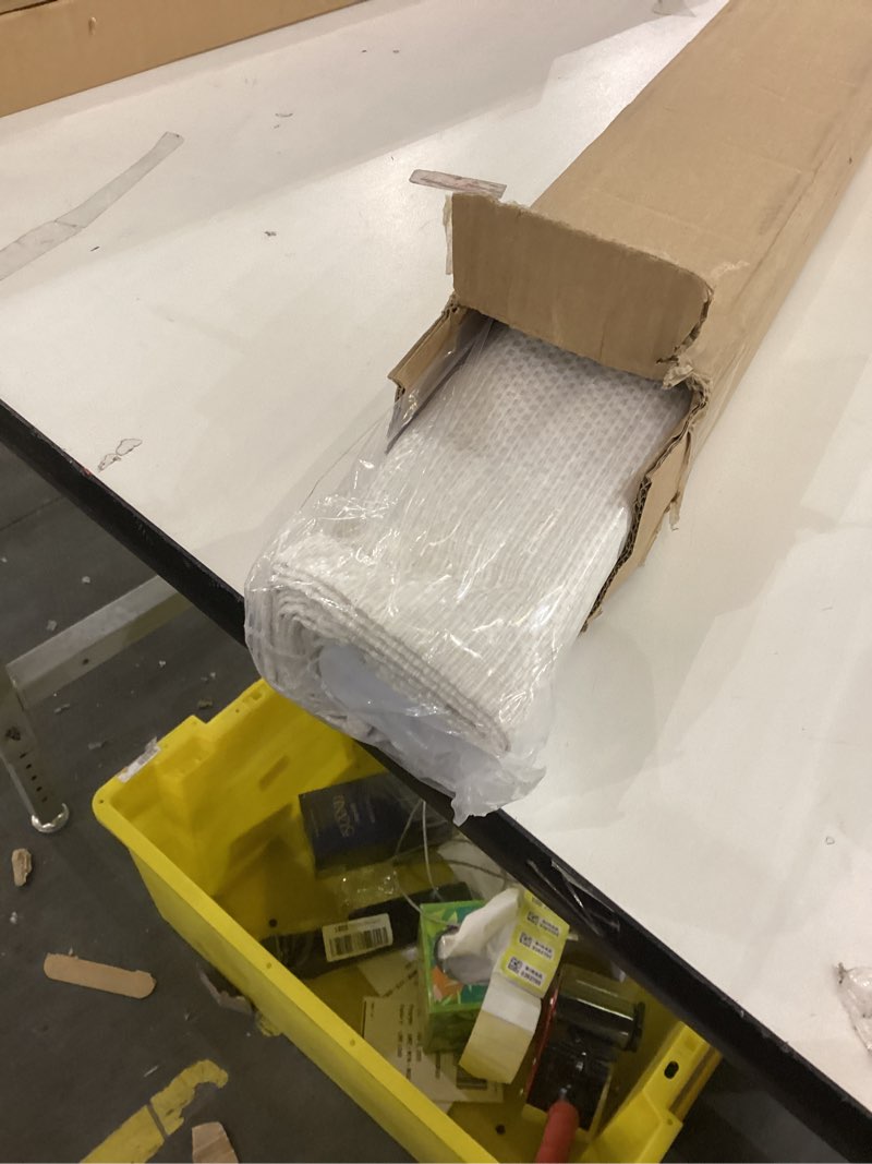 Condition photo showing New/Like New for Madison Park Galen Cordless Roman Shade, 31"W x 64"H, Sheen Ivory – Room Darkening, Thermal Insulated, Energy Efficient Window Blind with Subtle Sheen Basketweave Fabric for Privacy Room Darkening Basketweave Sheen Ivory 31"W x 64"H