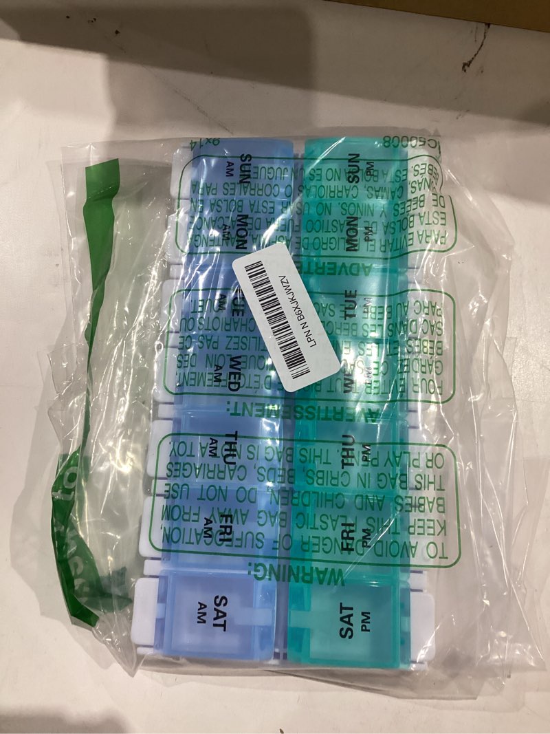 Condition photo showing Good Condition for similar item////7-day) am/pm pill organizer, vitamin case, and medicine box, large compartments, 2 times a day, blue and clear lids blue 1 count (pack of