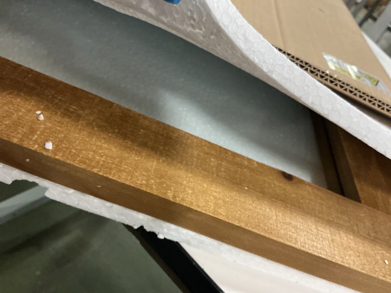 Condition photo showing Good Condition for Stonebriar 24" x 18" Rectangle Natural Wood Frame Wall Mirror with Attached Hanging Brackets, Decorative Country Rustic Decor for the Living Room, Bedroom, Bathroom, Hallway, and Entryway Brown