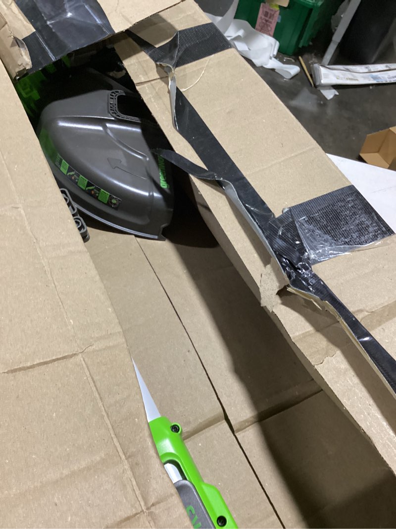 Condition photo showing As Is for greenworks 24v cordless string trimmer/edger (gen 2), 12" cutting width, ultra-light 6 lbs design, with 2.0ah battery & charger included string trimmer 12" trimmer gen 2 (2.0ah)